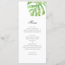 Menu Feuilles verts exotiques. Mariage tropical d'été