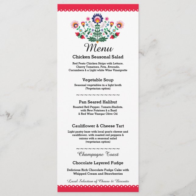 Menu Fiesta Party Mexicaine Réception de Mariage R (Devant)