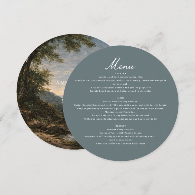 Menu Fine Art Landscape Wedding Romantic Nature  (Devant / Derrière)