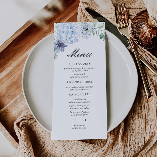 Menu First Holy Communion Dusty Blue Floral (Créateur téléchargé)