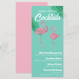 Menu Flamants roses de Parties scintillant roses rétro 