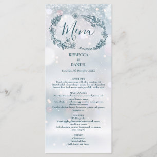 Menu Flammes de neige florales rustiques Mariage hivern