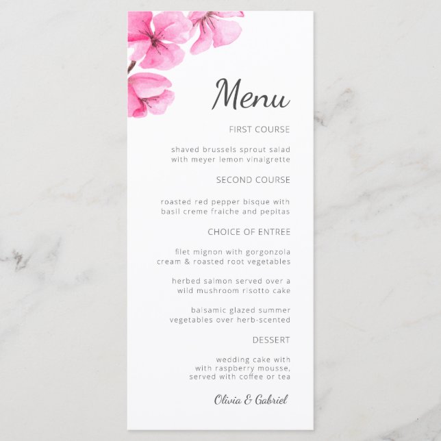 Menu Fleur de cerisier printanière. Mariage dans le jar (Devant)