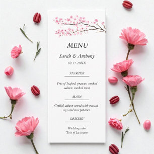 Menu Fleur de cerisier rose Botanique Floral Mariage