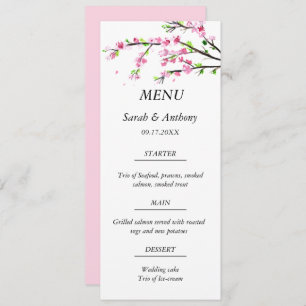 Menu Fleur de cerisier rose Botanique Floral Mariage