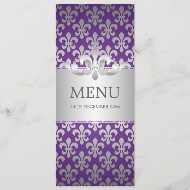 Menu Fleur De Lis Purple l'épousant élégant (Devant)