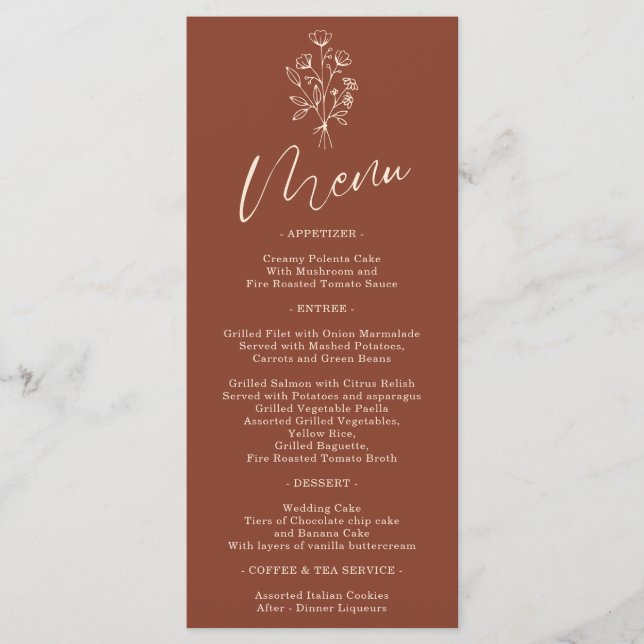 Menu Fleur de terre cuite Bohème Simple Botanique (Devant)