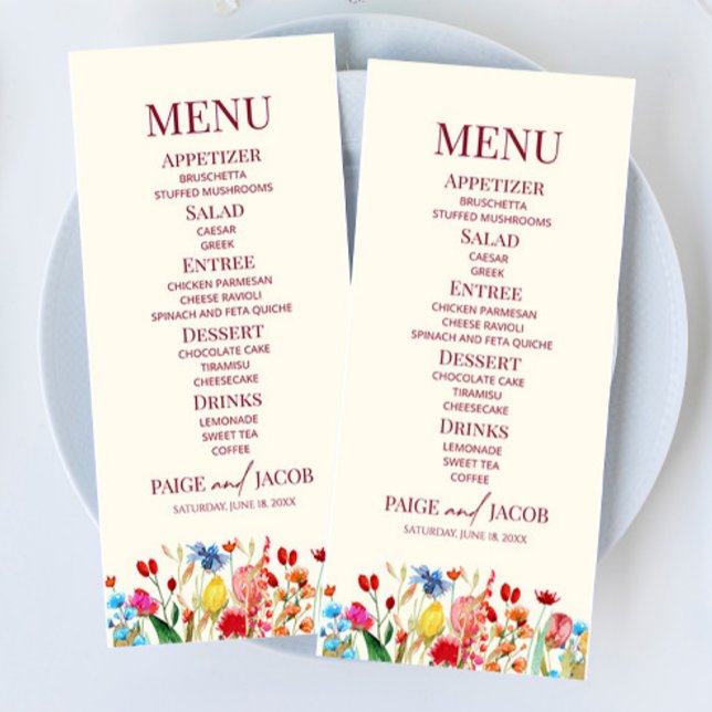 Menu Fleur fleur sauvage Fleur Flore Jardin Mariage Nou (Créateur téléchargé)