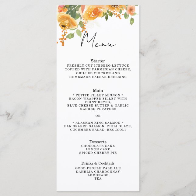 Menu Fleur Orange (Devant)