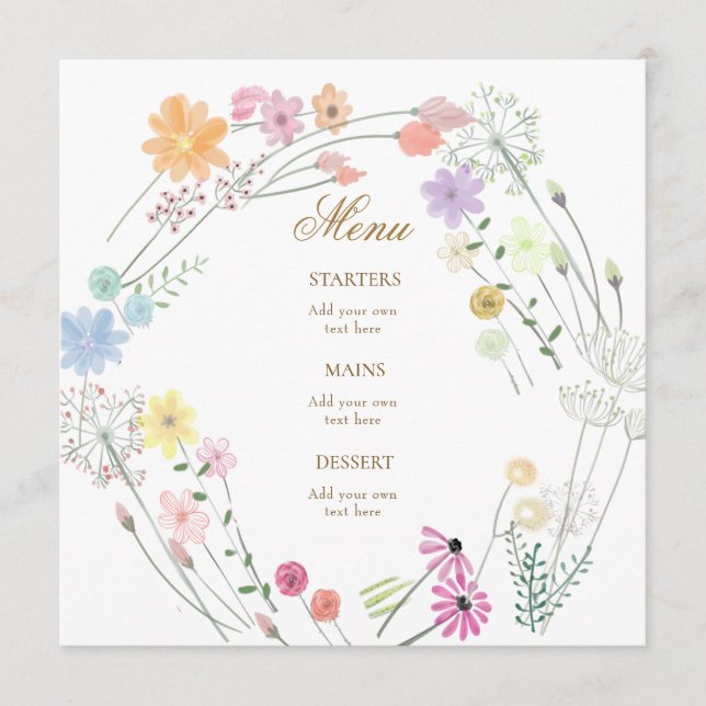 menu fleur sauvage aquarelle (Devant)