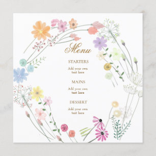 menu fleur sauvage aquarelle
