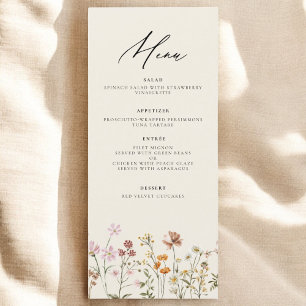 Menu Fleur sauvage Boho Elegant Mariage Réception