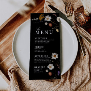 Menu Fleur Sauvage Boho Noir