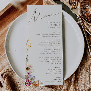 Menu Fleur sauvage coloré   Dîner de mariage dans le ja