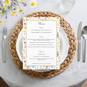 Menu Fleur sauvage d'aquarelle Mariage d'été du printem