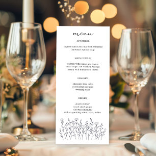 Menu Fleur sauvage Line Art Élégant Chic Moderne CUSTOM