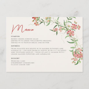 Menu Fleur sauvage rose Rose Spring Garland Mariage