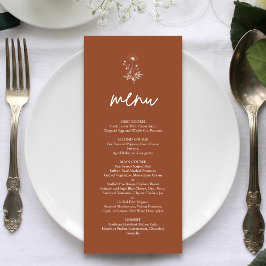 Menu Fleur sauvage rustique Terracotta Boho Mariage
