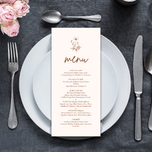 Menu Fleur sauvage rustique Terracotta Boho Mariage