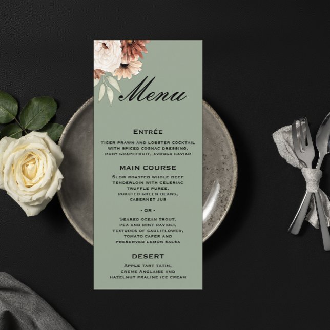Menu Fleur sauvage Sage Green Boho Mariage (Créateur téléchargé)