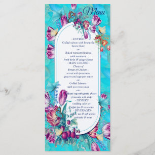 Menu Fleurs à l'aquarelle avec papillons visiteurs