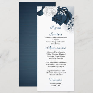 Menu fleurs blanches et marines belle mariage