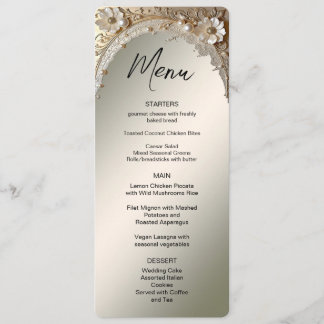 Menu Fleurs Blanches Modernes Perles