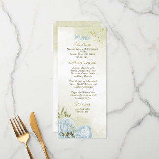 Menu fleurs bleues mariage