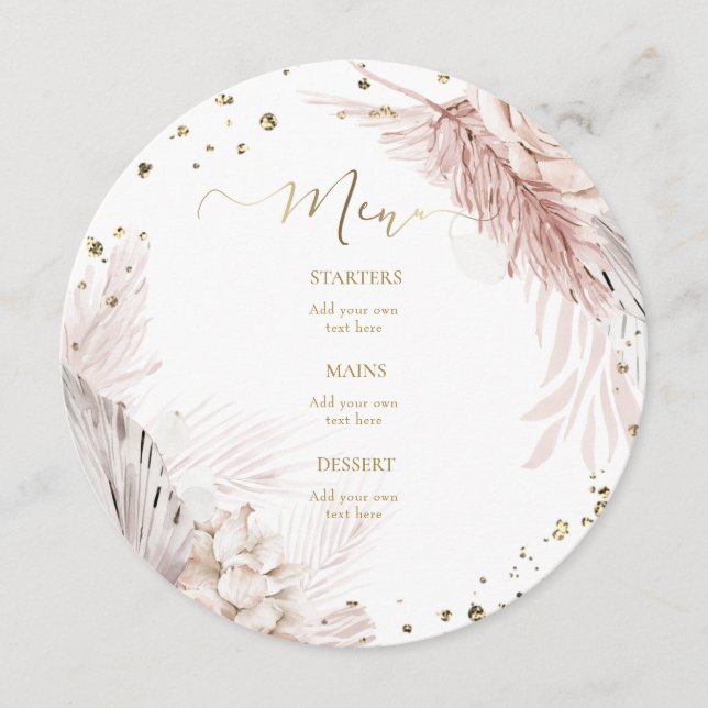 menu fleurs boho aquarelle (Devant)