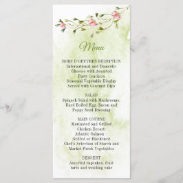Menu Fleurs Botaniques Roses Aquarelle Laver
