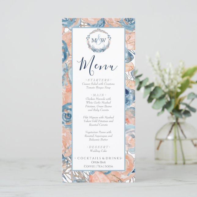 Menu Fleurs de coquillages Mariage nautique (Debout devant)