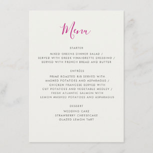 Menu Fleurs de fraises rouges sucrées Mariage