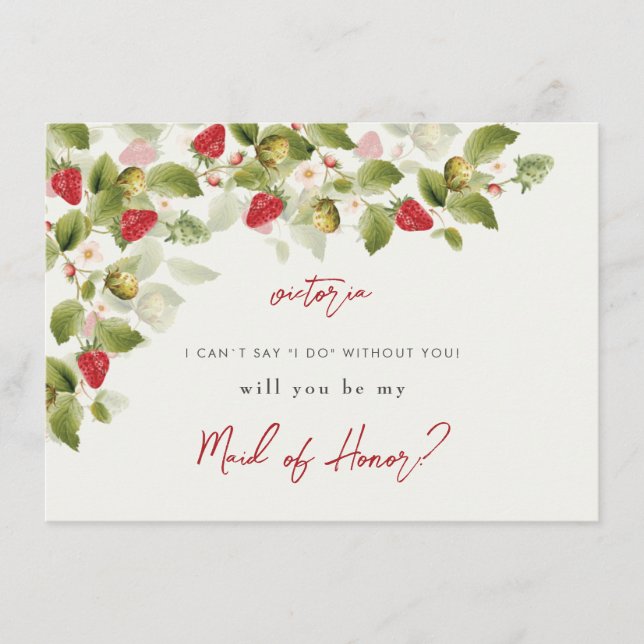 Menu Fleurs de fraises rouges sucrées Mariage (Devant)