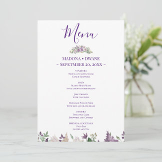 Menu Fleurs de prune et de lilas à l'aquarelle