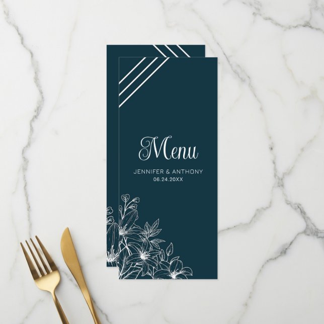 Menu Fleurs dessinées à la main (Devant/Arrière en situation)