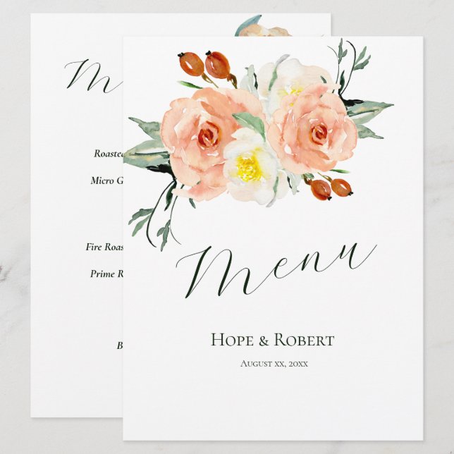 Menu Fleurs d'été lumineuses Réception de mariage (Devant / Derrière)