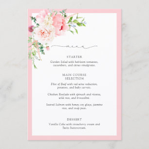 Menu Fleurs Élégantes de Lavis Rose pour Baby Shower de