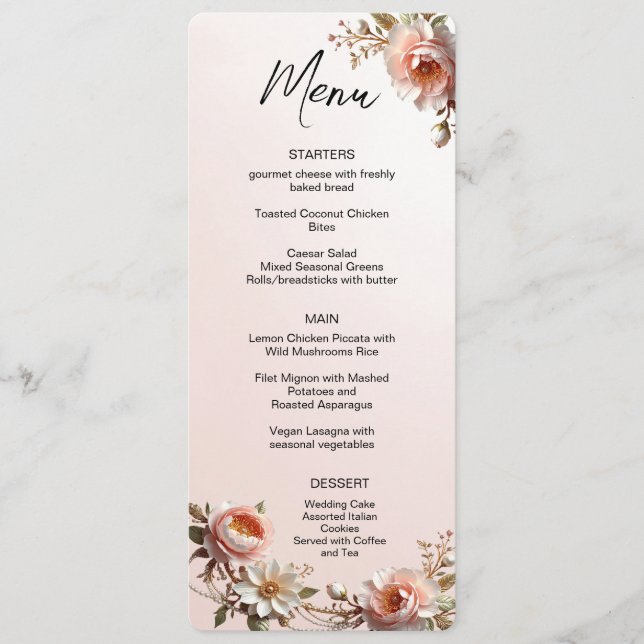 Menu Fleurs Roses et Blanches (Devant)