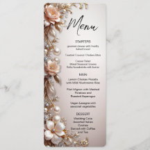 Menu Fleurs Roses Pâles et Blanches