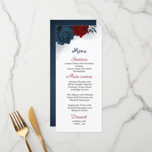 Menu fleurs rouges et marines belle mariage
