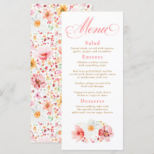 Menu Fleurs sauvages d'aquarelle Elegant Boho Mariage M