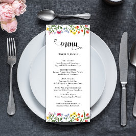Menu Fleurs Sauvages Élégantes Lumineuses Colorées Mari
