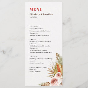 Menu Fleurs séchées désertiques romantique boho terraco