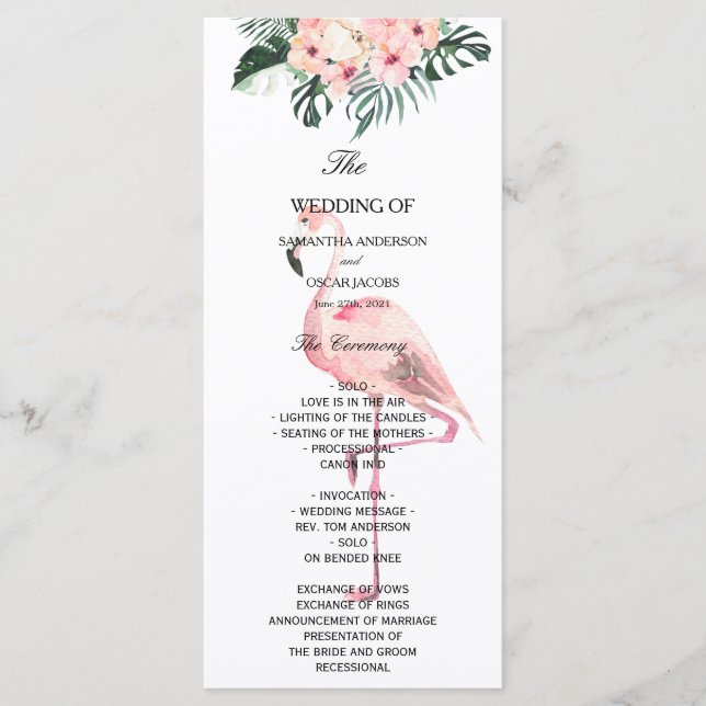 Menu Fleurs tropicales et beauté Flamant rose rose (Devant)
