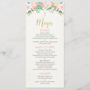 Menu floral de baptême de baptême