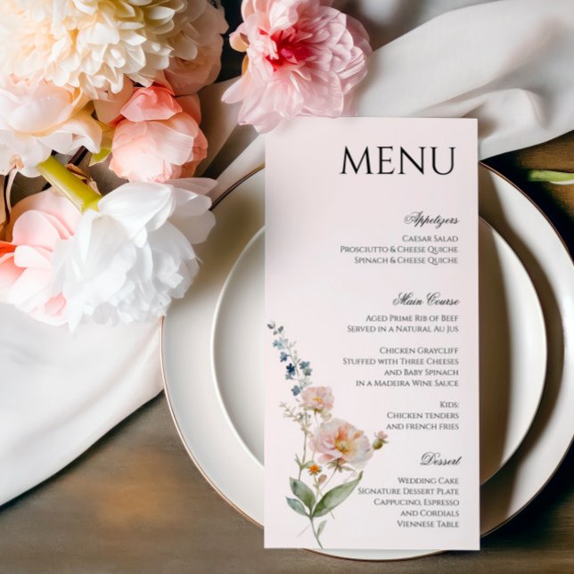 Menu floral de printemps romantique avec fleur sau (Créateur téléchargé)
