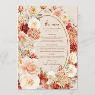 Menu floral délicat en terre cuite brun à la sauge