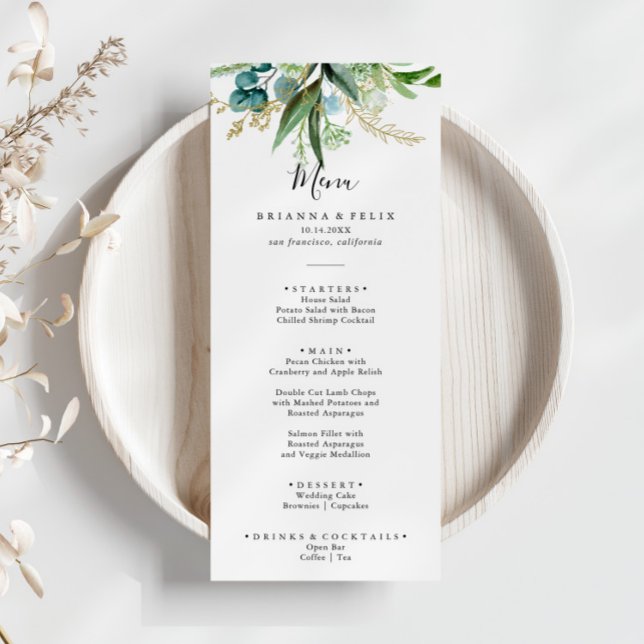 Menu Floral D'Or Avec Dîner De Verdure Tropicale (Créateur téléchargé)