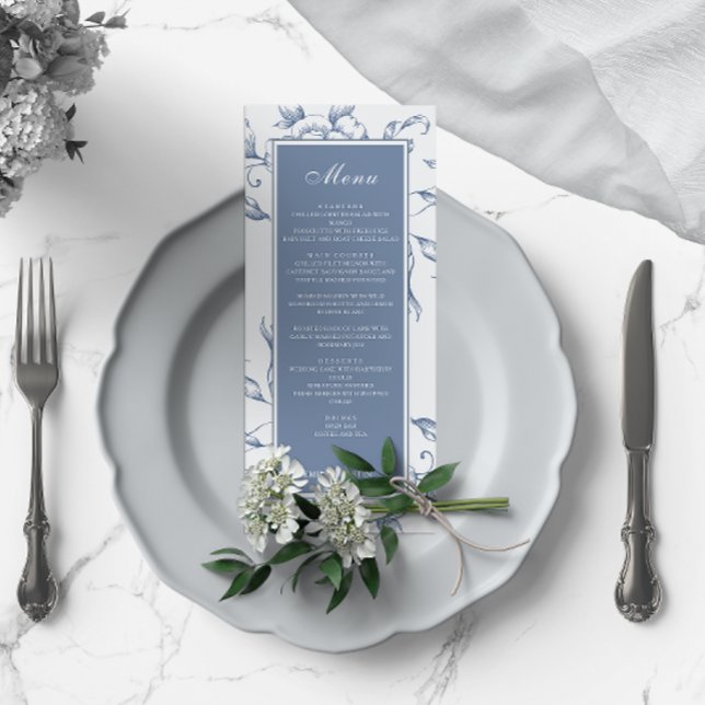 Menu Floral Dusty Blue Mariage élégant (Créateur téléchargé)