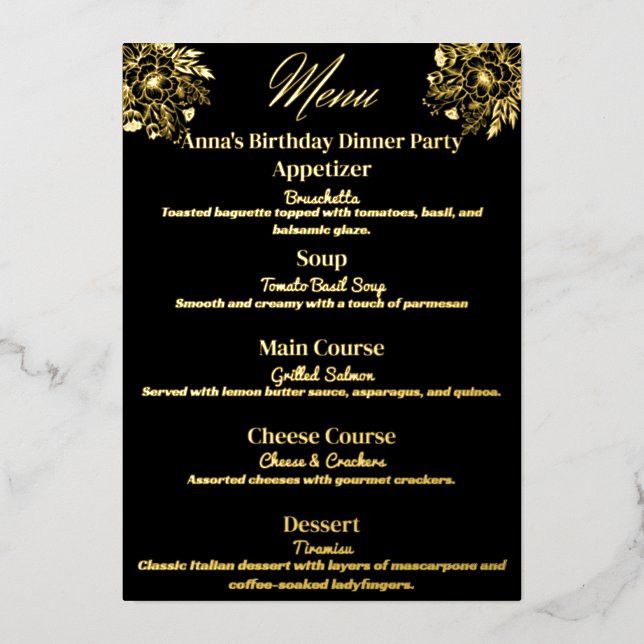 Menü "Floral Elegance" im Party (Vorderseite)